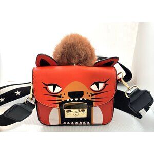 Only Metropolis Jungle Mini Crossbody Bag Orange Fox Printed Faux Fur Detail